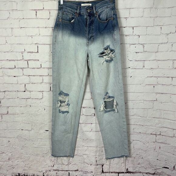 Pacsun Jeans Ultra High Rise Slim Womens 24 Distressed Button Fly Straight - Picture 1 of 10